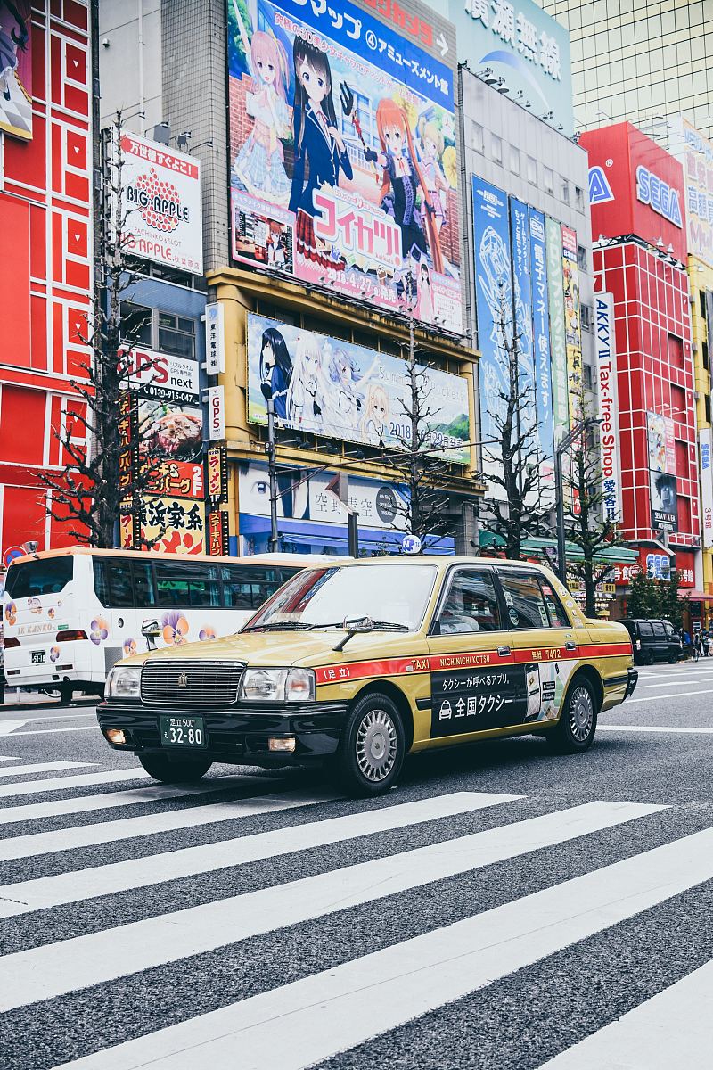 日本东京彩色和出租车