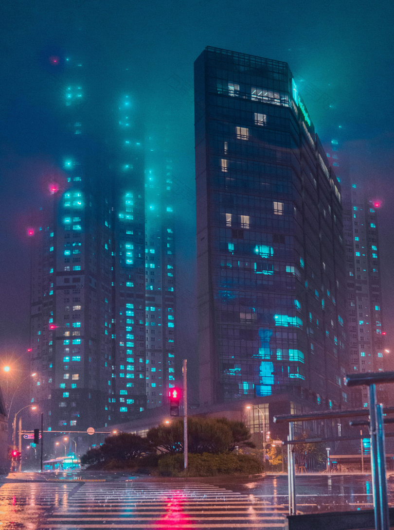晚间城市夜景
