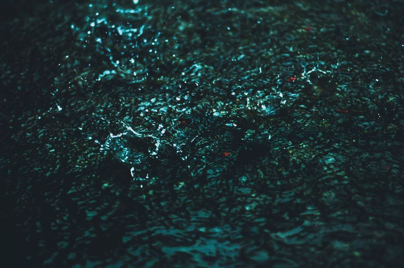 水雨滴波纹和雨水