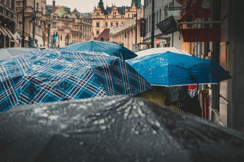 雨水伞蓝房